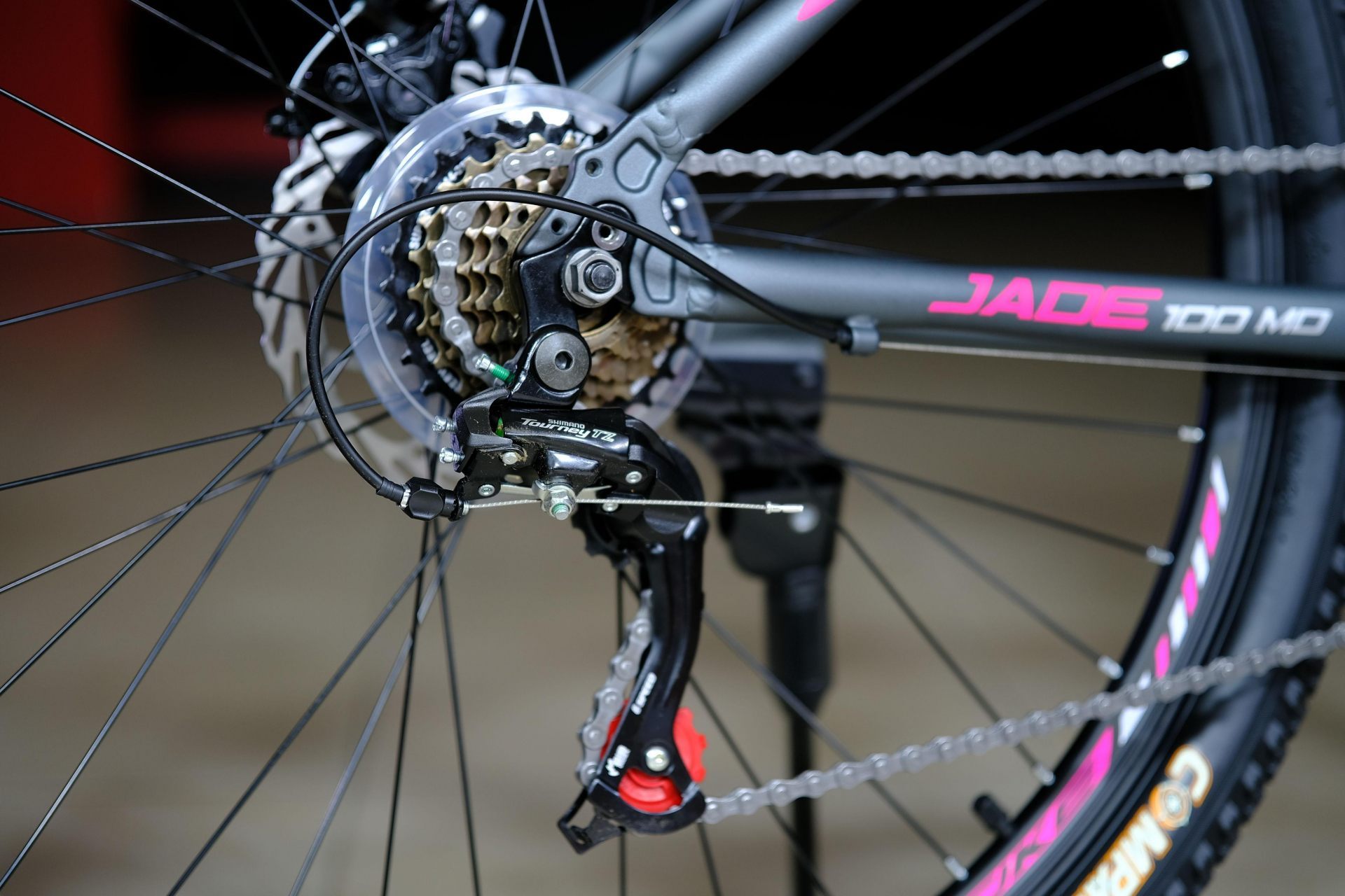 Задний переключатель Shimano Tourney TZ-500 HOKE Jade 100 MD матовый серый-розовый 15