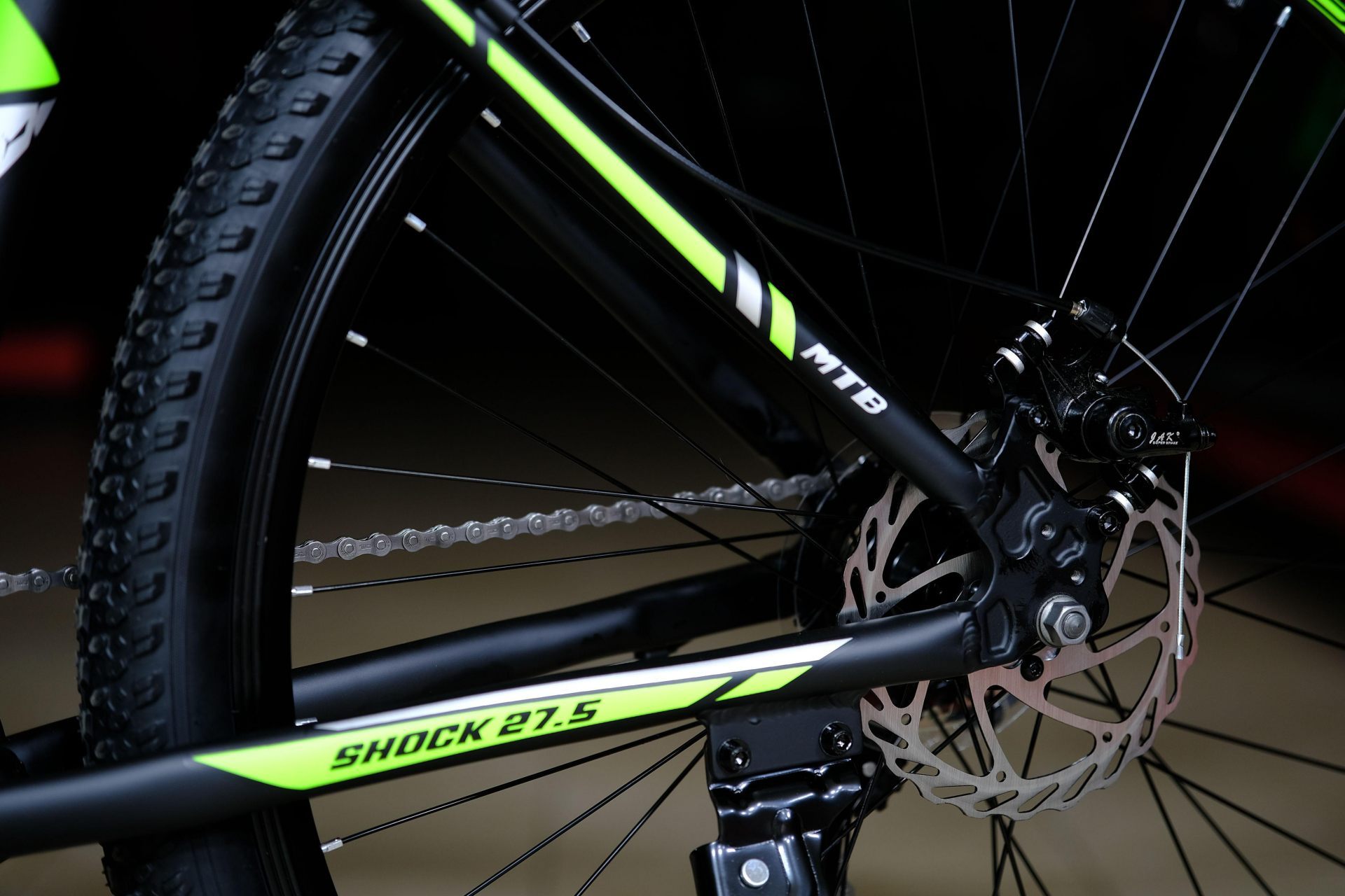 Тормоз дисковый механический JAK 160мм HOKE Shock 27,5 MD матовый чёрный-зелёный 15