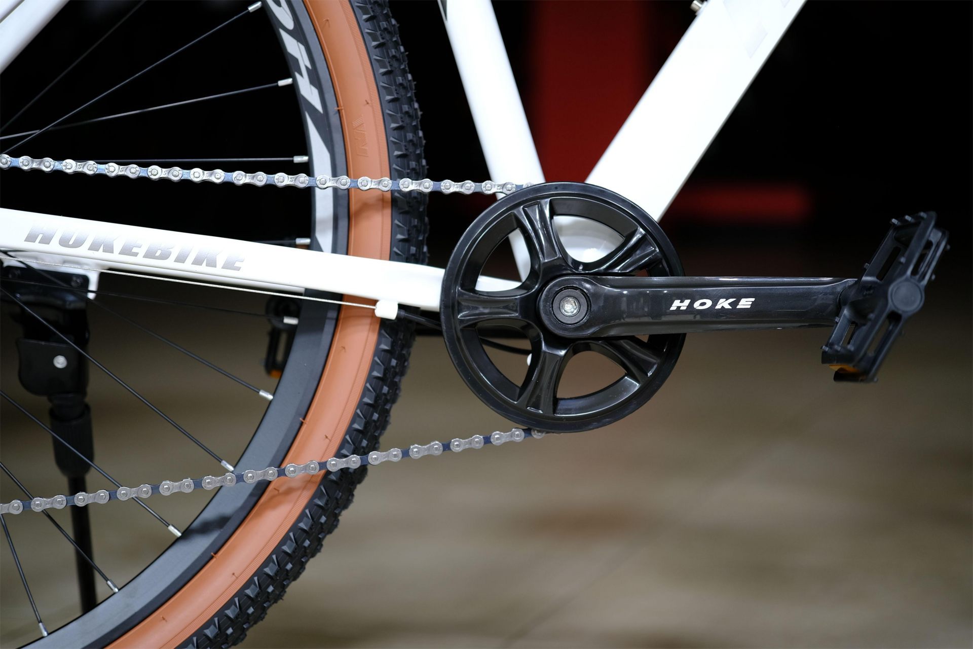 Система (шатун) сталь 36T под квадрат HOKE ONE WAY 29 белый-серый 21