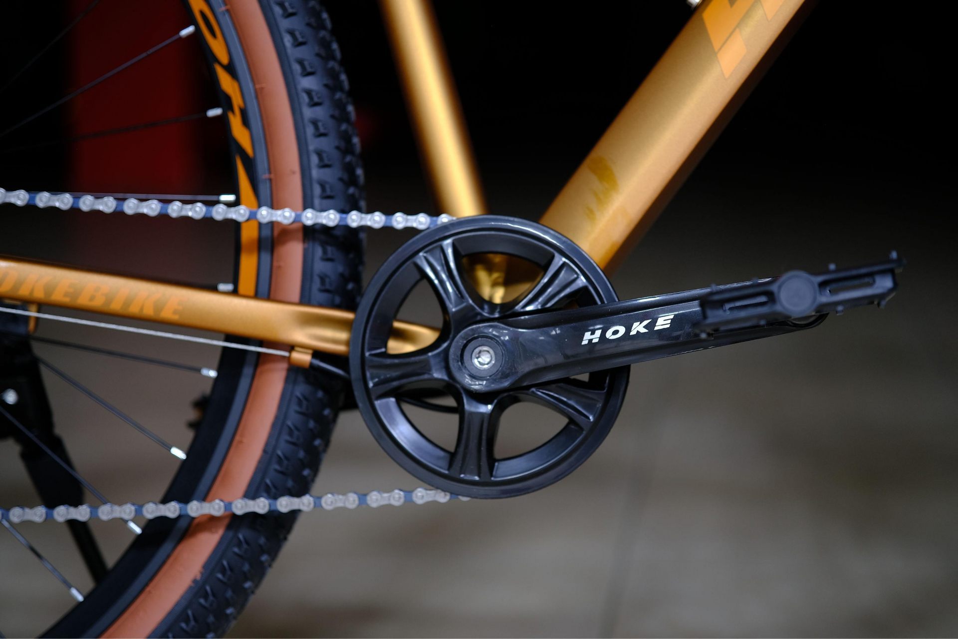 Система (шатун) сталь 36T под квадрат HOKE ONE WAY 29 матовый коричневый-золотой 21